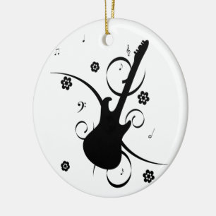 Décoration En Céramique Guitare Avec Notes Musicales