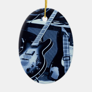 Décoration En Céramique Guitare bleue électrique