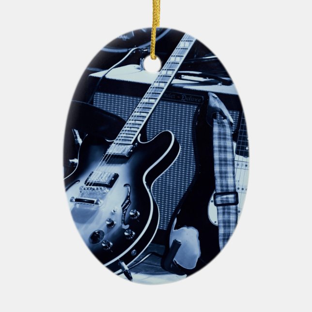Décoration En Céramique Guitare bleue électrique (Devant)