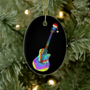Décoration En Céramique Guitare électrique Santa psychédélique
