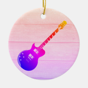 Décoration En Céramique Guitare électrique & Wood Pop Art