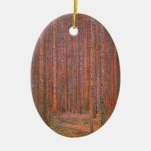 Décoration En Céramique Gustav Klimt Fir Forêt Tannenwald Arbres rouges