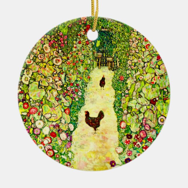 Décoration En Céramique Gustav Klimt Garden with Chickens (Devant)