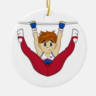 Décoration En Céramique Gymnaste mignon sur l'ornement d'anneaux