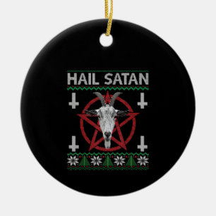Décoration En Céramique Hail Satan Tête de chèvre Pentagram Funny Satanic 