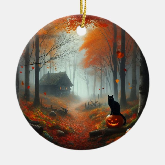 Décoration En Céramique Halloween/Automne/Automne/citrouille/chat (Devant)
