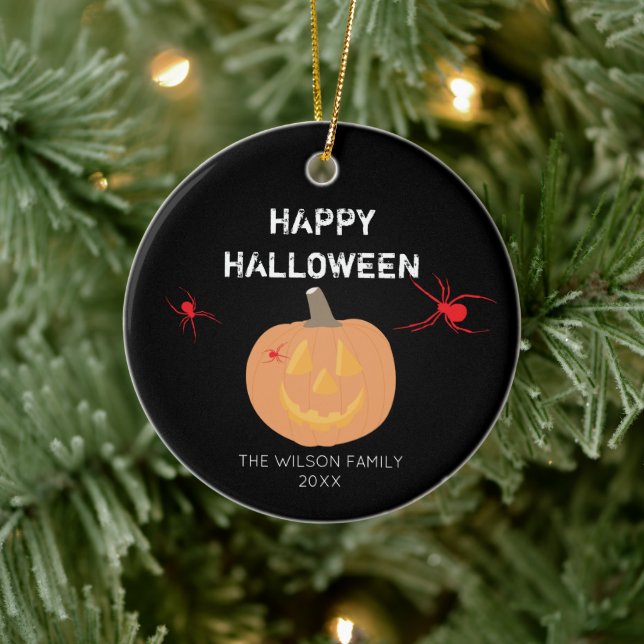 Décoration En Céramique Halloween Citrouille Famille et année (Arbre)