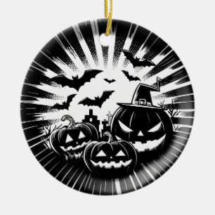 Décoration En Céramique Halloween in black and white
