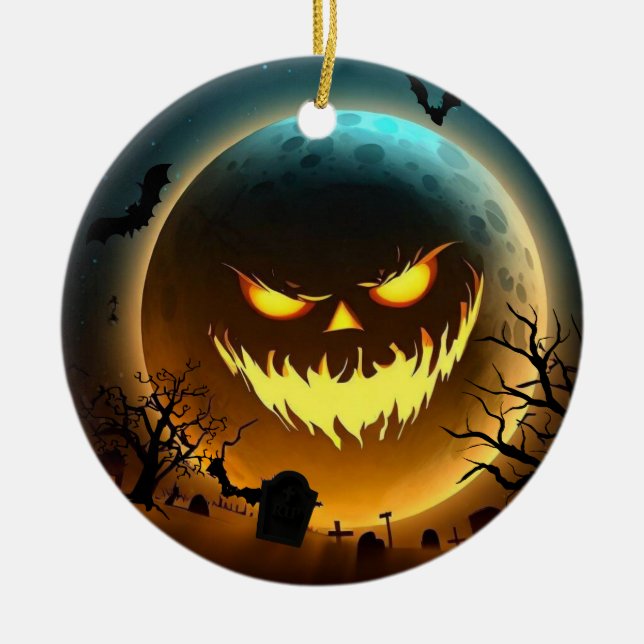 Décoration En Céramique Halloween/lune/citrouille (Devant)