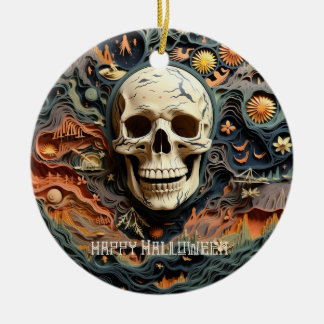 Décoration En Céramique Halloween Skeleton Paper Quill Art