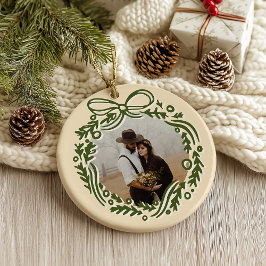 Décoration En Céramique Hand-Drawn Vintage Inspired Christmas Wreath