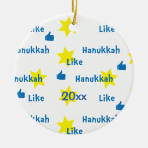 Décoration En Céramique Hanoukka "Like"l/Blue/Yellow Circle Ornament