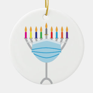 Décoration En Céramique Hanoukka Menorah avec masque facial