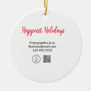 Décoration En Céramique Happest holiday ajouter business logo nom q r code