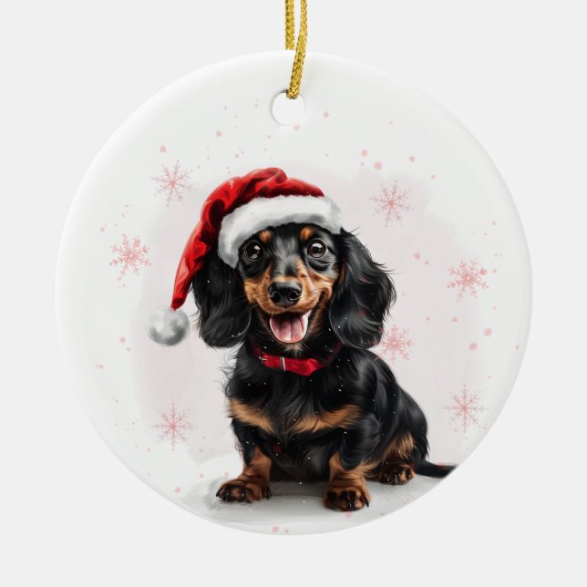 Décoration En Céramique Happy Dachshund Dog Christmas Personalized (Devant)