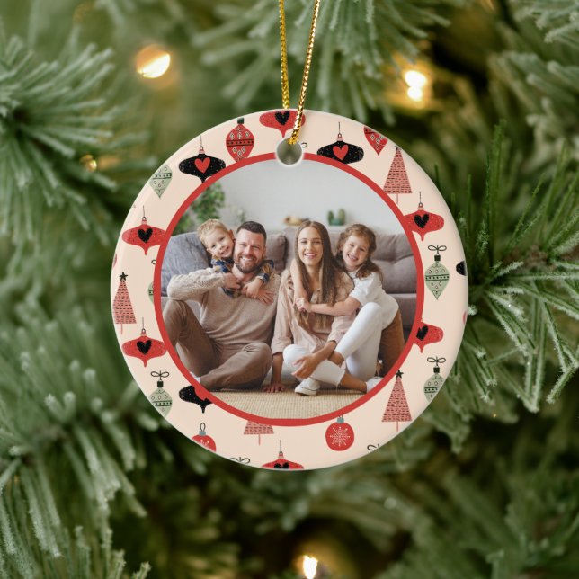 Décoration En Céramique Happy Holidays Family Photo Christmas  (Arbre)