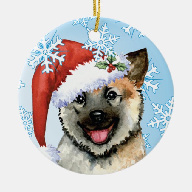 Décoration En Céramique Happy Howlidays Norwegian Elkhound (Devant)
