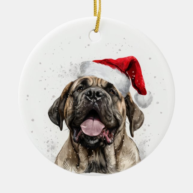 Décoration En Céramique Happy Mastiff Dog Christmas Personalized (Devant)