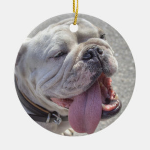 Décoration En Céramique Happy White Bulldog