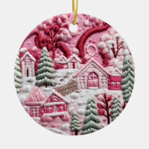 Décoration En Céramique Harmonie du village d'hiver