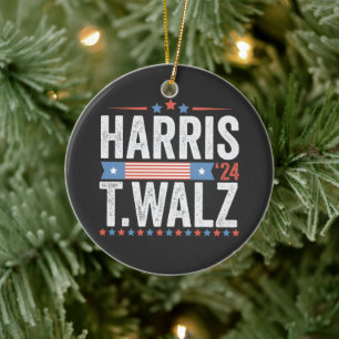 Décoration En Céramique Harris Walz Élection 2024 Kamala Tim Waltz