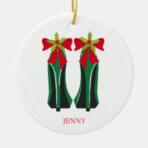 Haut talons verts avec les vaches de Noël