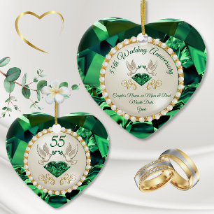 Décoration En Céramique Heart Emerald, 55e anniversaire Idées cadeaux