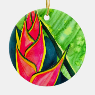 Décoration En Céramique Hélicoptère aquarelle fleur tropicale