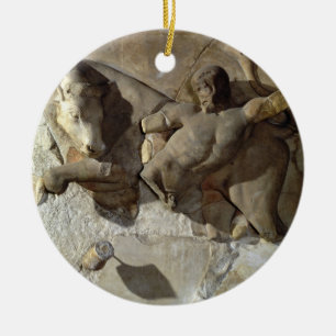 Décoration En Céramique Hercule combattant Taureau crétois, un d'une série