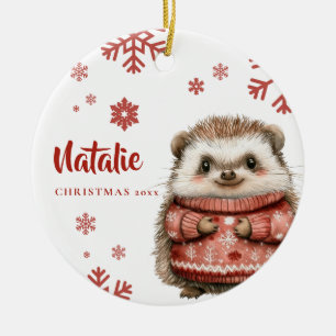 Décoration En Céramique Hérisson de Noël personnalisé