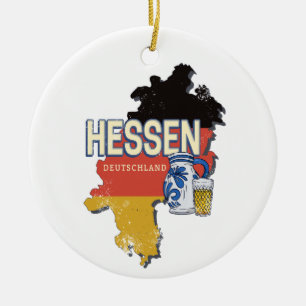 Décoration En Céramique Hesse Allemagne Retro State Map Vintage Jug Souven