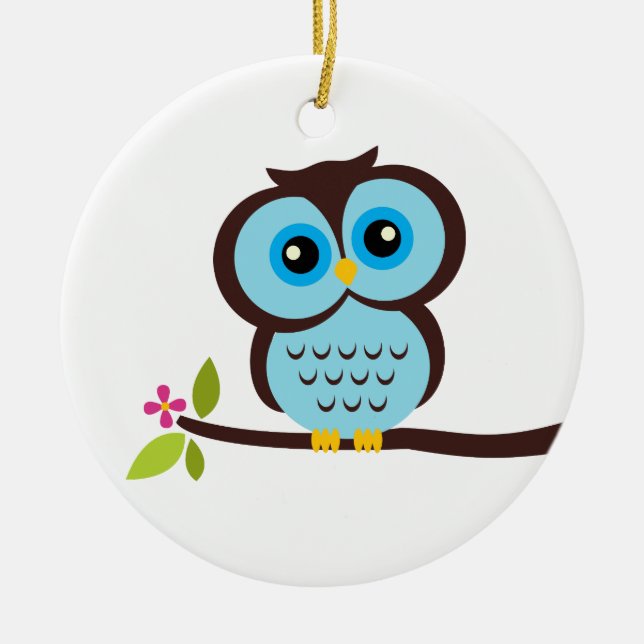 Décoration En Céramique Hibou bleu simple (Devant)