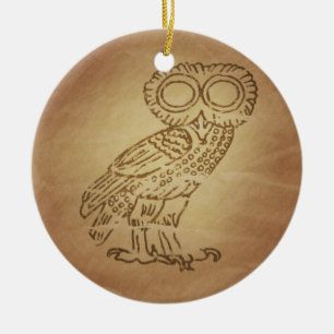 Décoration En Céramique Hibou de Grec de sagesse
