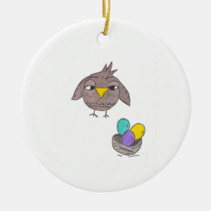 Décoration En Céramique Hibou Pâques