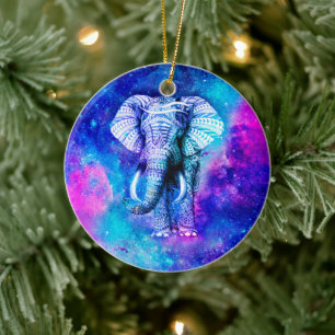 Décoration En Céramique Hipster Elephant Nebula Espace