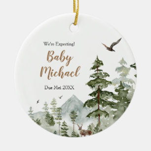 Décoration En Céramique Hiver Animal boisé Nous attendons des parents