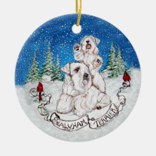 Décoration En Céramique Hiver de Sealyham Terrier
