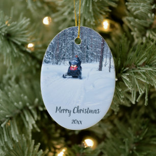 Décoration En Céramique Hiver mobile Skidoo avec neige sur mesure