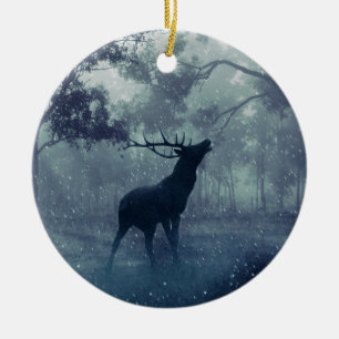 Décoration En Céramique Hiver Soirée cerf