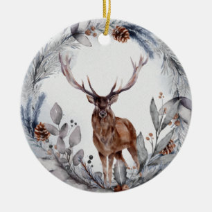 Décoration En Céramique Hiverner Cerf de forêt