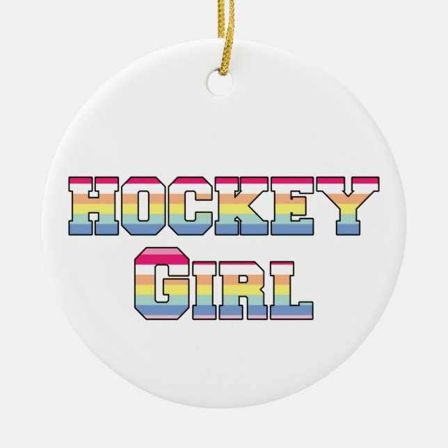 Décoration En Céramique Hockey Girl Pastel Stripes (Devant)