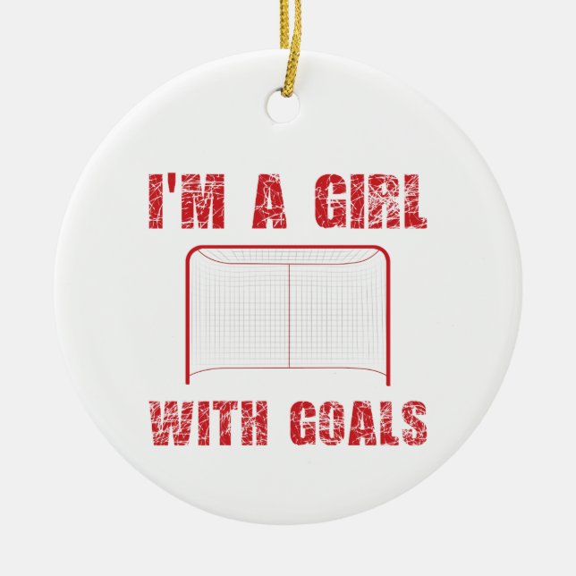 Décoration En Céramique Hockey Je suis une fille avec des objectifs (Devant)