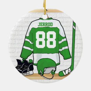 Décoration En Céramique Hockey sur glace vert et blanc personnalisé Jerse