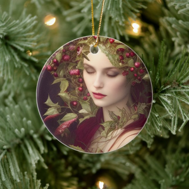 Décoration En Céramique Holly Berries Belle femme Noël (Arbre)