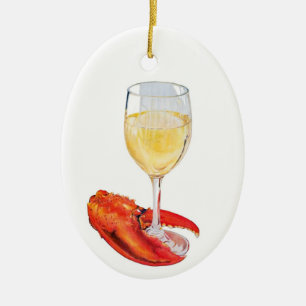 Décoration En Céramique Homard et vin