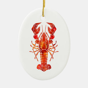 Décoration En Céramique Homard polygonal rouge