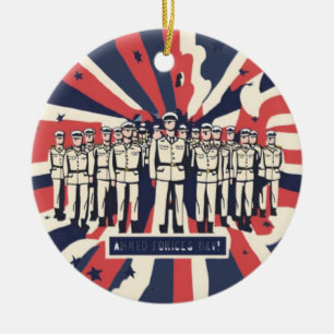 Décoration En Céramique "Hommage au service : Joyeuse Journée des Forces A