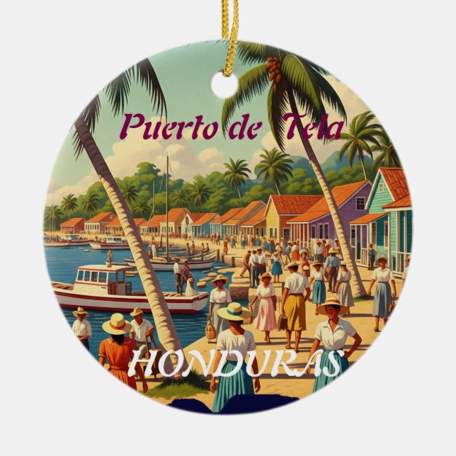 Décoration En Céramique  Honduras Puerto Tela Retro poster (Devant)