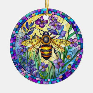 DÉCORATION EN CÉRAMIQUE HONEY BEE EN VERRE CLAIREMENT COLORÉ