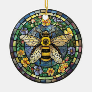 DÉCORATION EN CÉRAMIQUE HONEY BEE EN VERRE CLAIREMENT COLORÉ